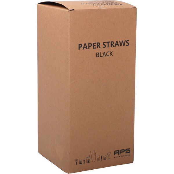 Papier Trinkhalme schwarz 8x230mm