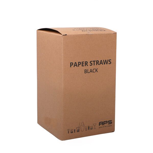 Papier Trinkhalme Schwarz 6x150mm