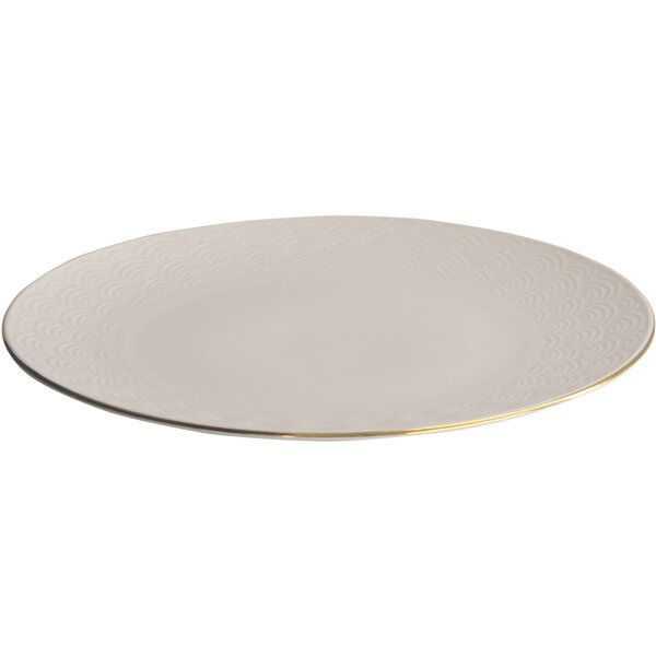 Nippon White w/Golden Rim Plate 26cm Wave 6/48