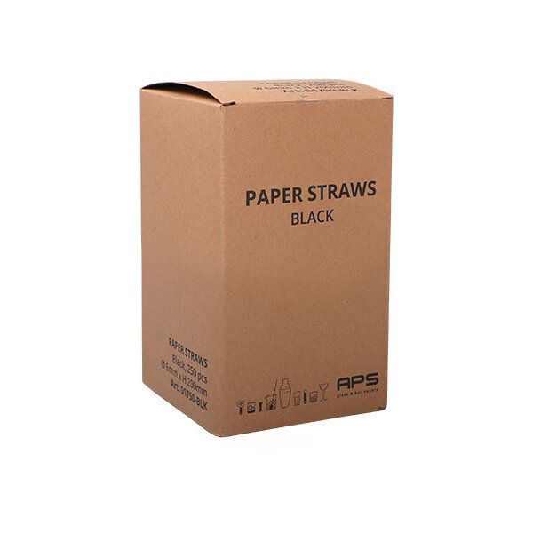 Papier Trinkhalme Schwarz 6x150mm