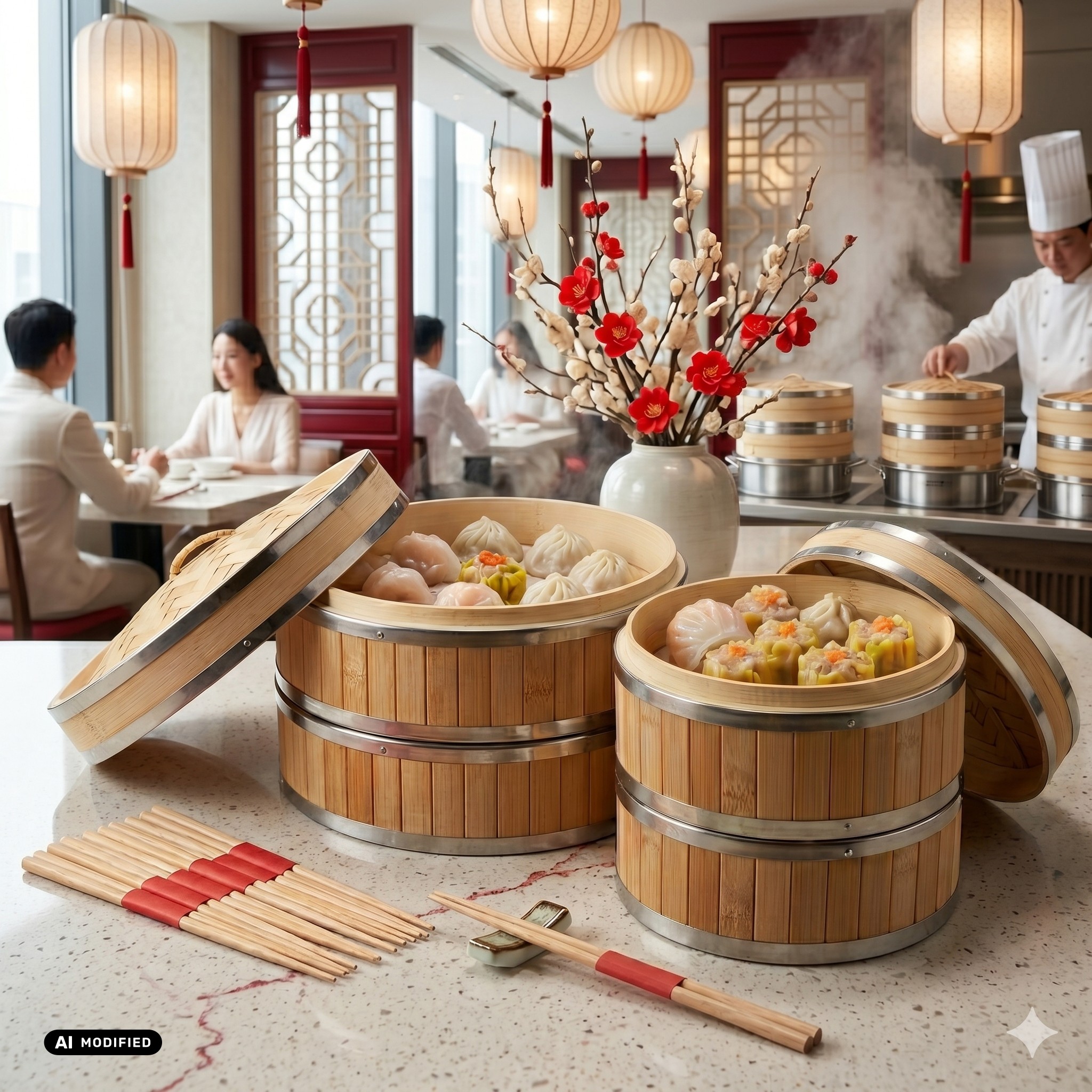Bamboo Steamer Ø 25,4 cm 3pcs set