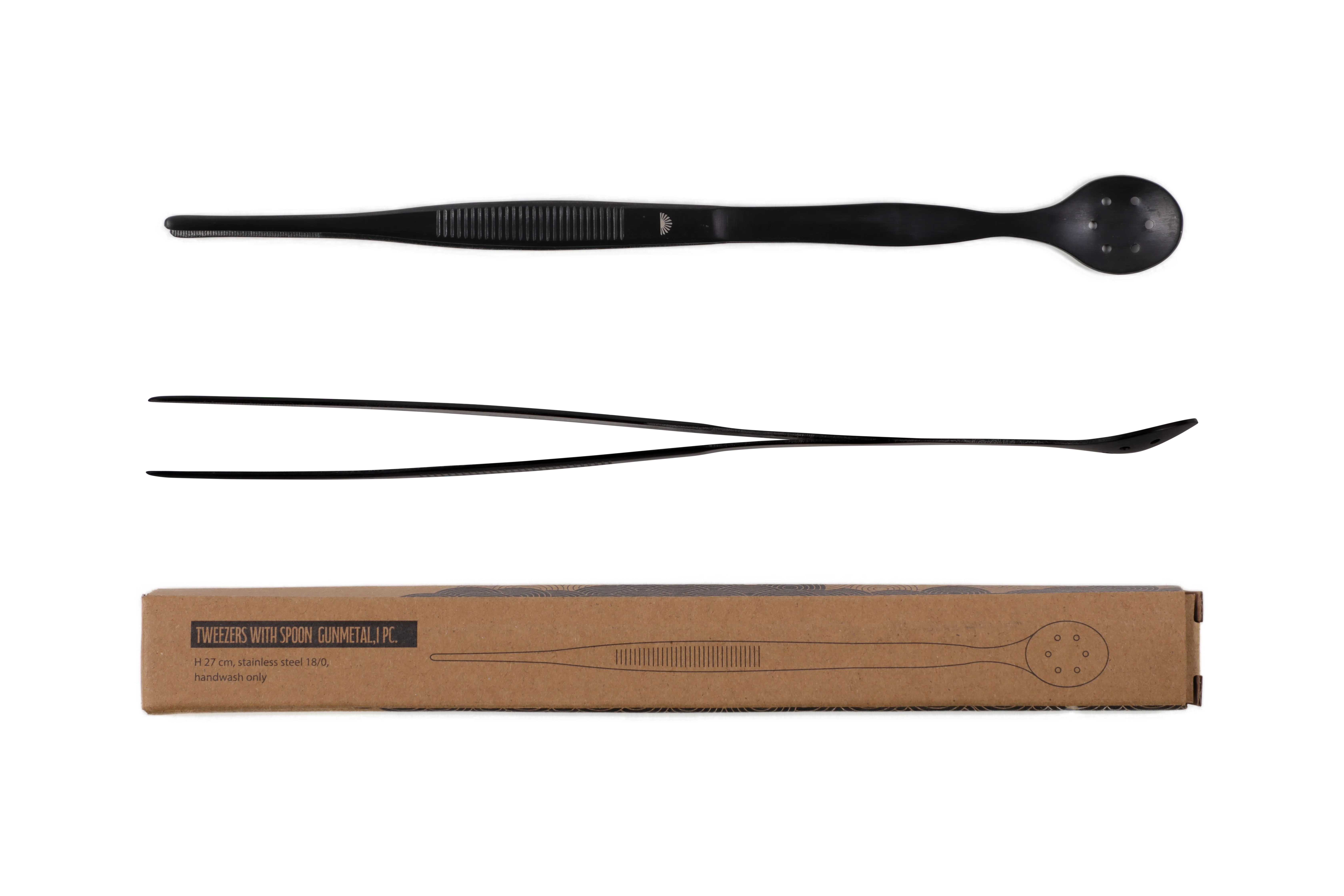 Tweezers with spoon, gunmetal 27 cm