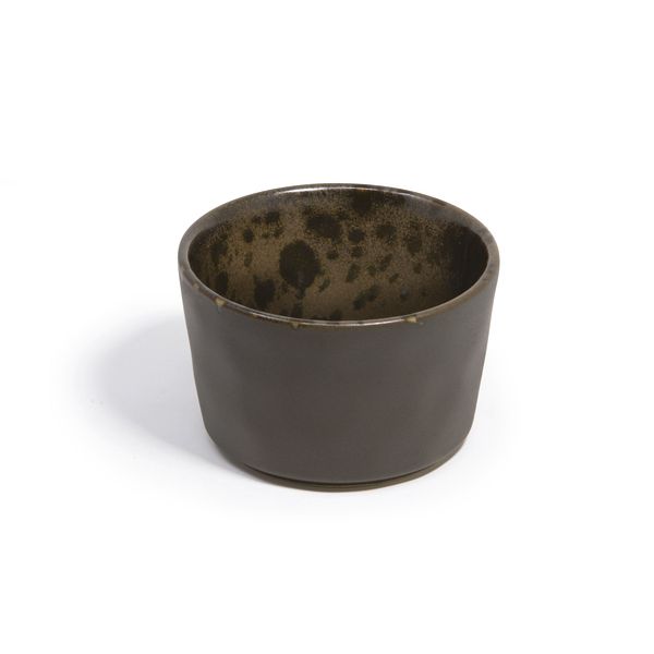 Phobos Braune Vorspeisenschale mit rostigen reaktiven Punkten Ø cm 9,5 h cm 6