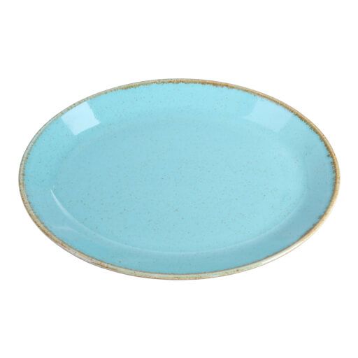 112124 Seasons Turquoise Oval Plate 24cm