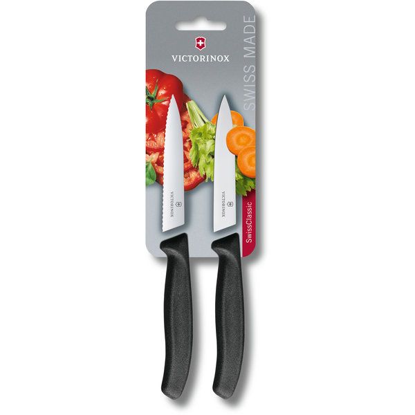 SwissClassic Gemüsemesser, 10cm, schwarz, 2 Stk(Set