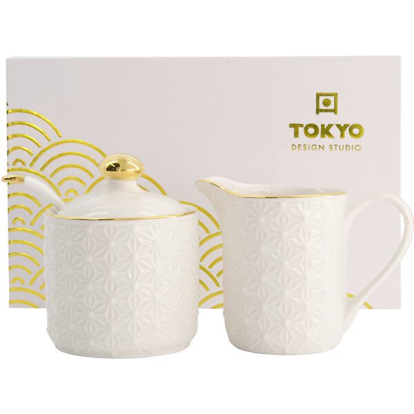 Nippon White Gold Rim Milkpot & Sugarbowl Set