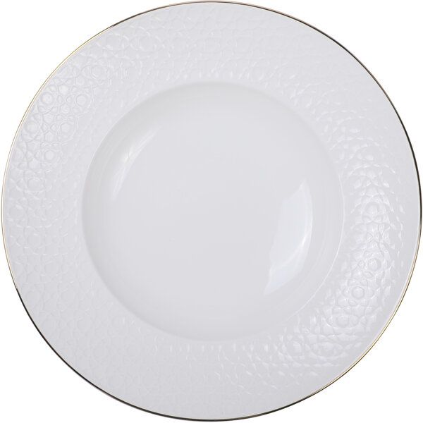 Nippon White Gold Rim Deep Plate 30cm 500ml Stripe 1/18