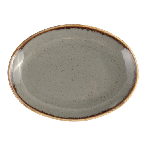 112118 Seasons Dark Grey Oval Plate 18cm 